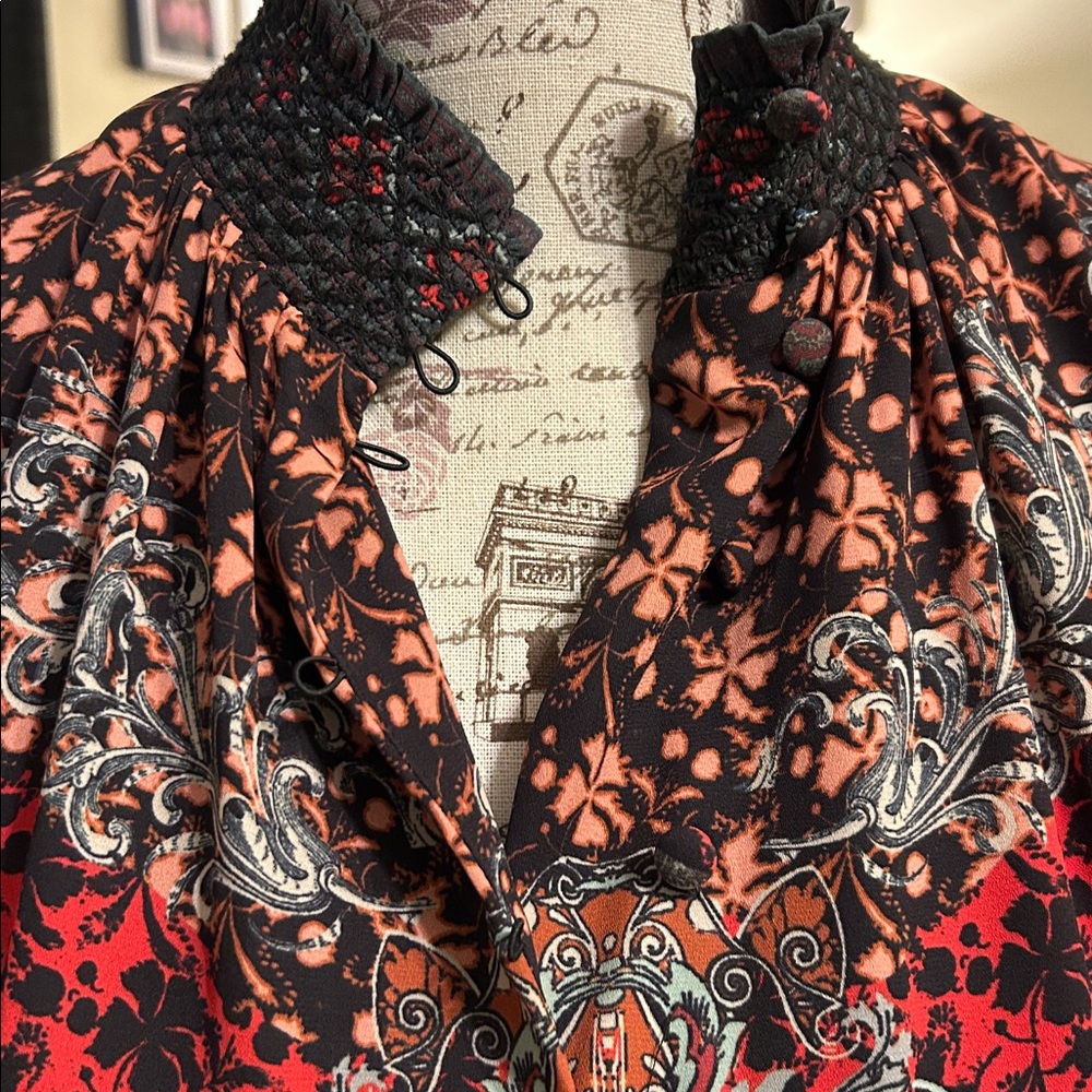 Alice + Olivia Black and Red Smocked Dress - Picture 8 of 8